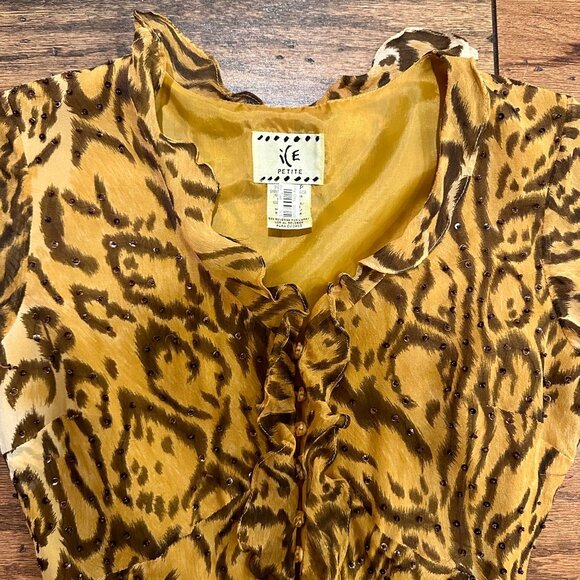 Size: 4P Woman's Beaded Animal Print Leopard Dress Brand: IE Petite - Picture 6 of 6